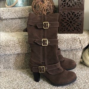 Buckled heel boots